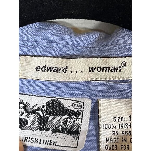 Irish Linen Floral Embroidery Shirt 1X Coastal Preppy Classic Western Boho Chic - Picture 3 of 12